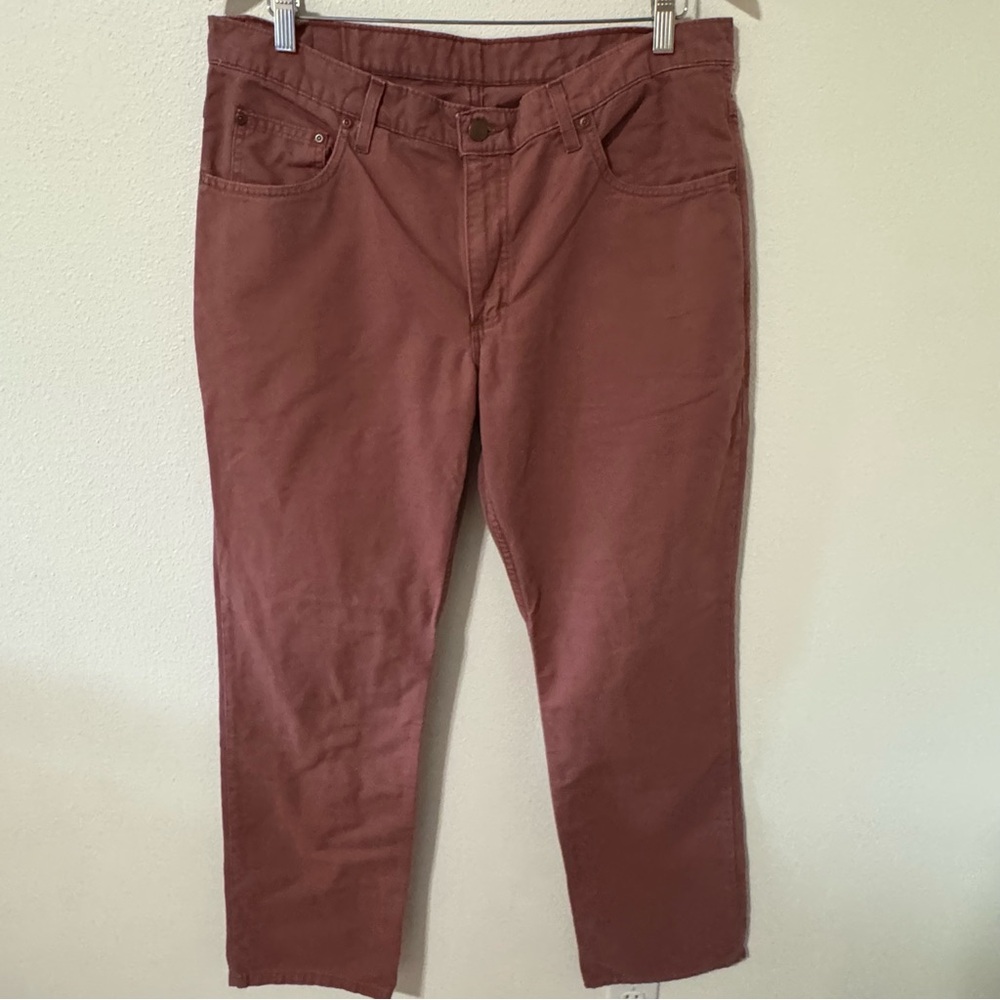 Bills Khakis 5-Pocket Weathered Canvas Jeans Brick Red Classic Fit USA-35x32